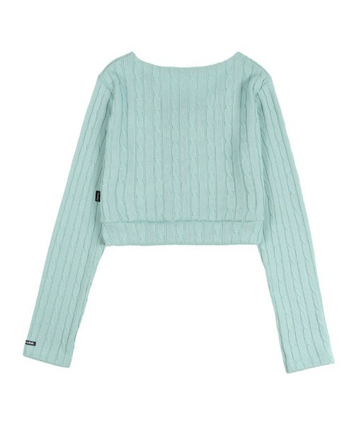 FANCY CLUB(ファンシークラブ)の「A'GEM/9 × .kom『 FANCY CLUB/ファンシークラブ』BAY LEAF BUTTON CARDIGAN/ベイリーフボタンカーディガン(カーディガン/ボレロ・レディース・ブラック/ライトグリーン・FREE)」の4枚目の写真