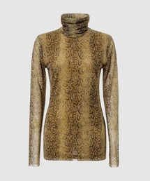 GANNI（ガニー）の「Printed Mesh Long Sleeve Fitted Rollneck（Tシャツ/カットソー）」