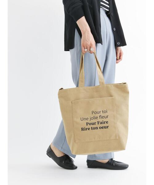 Samansa Mos2 blue（サマンサモスモスブルー）の「キャンバスロゴプリント2WAYトートバッグ（ハンドバッグ・レディース・カーキ/ベージュ/ブラック/キナリ・ﾌﾘ-）」の5枚目の写真