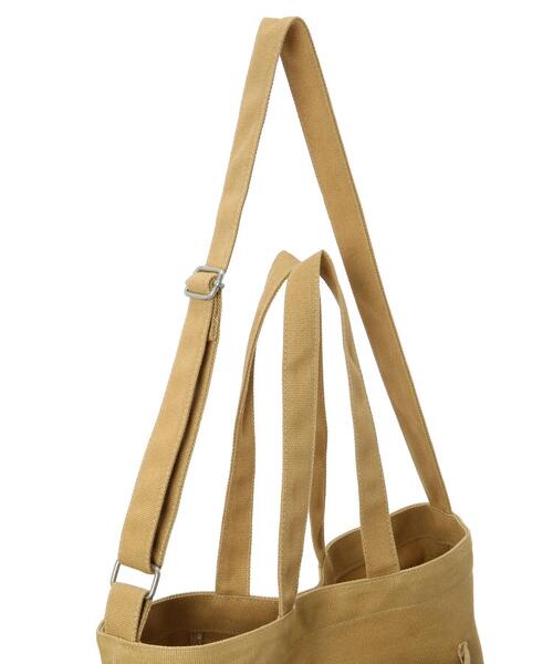 Samansa Mos2 blue（サマンサモスモスブルー）の「キャンバスロゴプリント2WAYトートバッグ（ハンドバッグ・レディース・カーキ/ベージュ/ブラック/キナリ・ﾌﾘ-）」の12枚目の写真