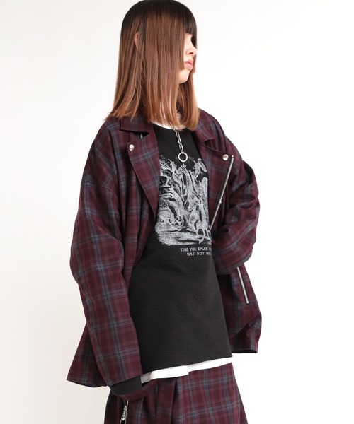 RNA チェックルーズライダースジャケット RNA（アールエヌエー）の「＜予約＞チェックルーズライダース