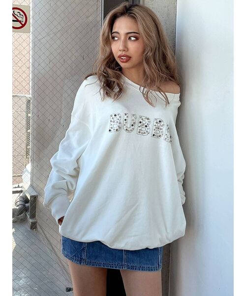 GYDA（ジェイダ）の「BUBBLY BIJOU スウェットトップス（スウェット・レディース・オフホワイト/ブラック・FREE）」の6枚目の写真