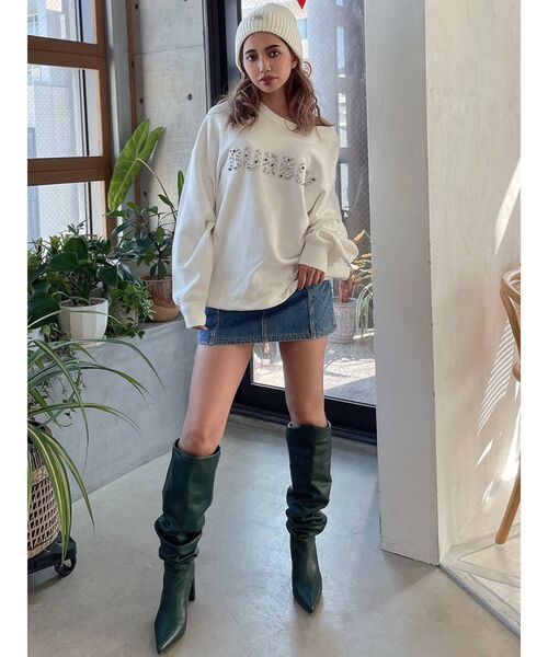 GYDA（ジェイダ）の「BUBBLY BIJOU スウェットトップス（スウェット・レディース・オフホワイト/ブラック・FREE）」の7枚目の写真