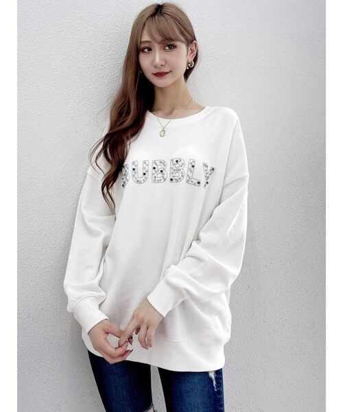 GYDA（ジェイダ）の「BUBBLY BIJOU スウェットトップス（スウェット・レディース・オフホワイト/ブラック・FREE）」の10枚目の写真