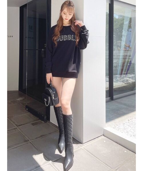 GYDA（ジェイダ）の「BUBBLY BIJOU スウェットトップス（スウェット・レディース・オフホワイト/ブラック・FREE）」の4枚目の写真