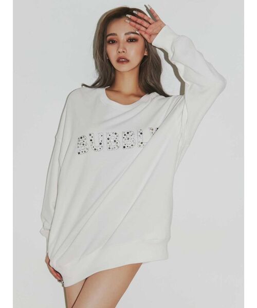 GYDA（ジェイダ）の「BUBBLY BIJOU スウェットトップス（スウェット・レディース・オフホワイト/ブラック・FREE）」の14枚目の写真