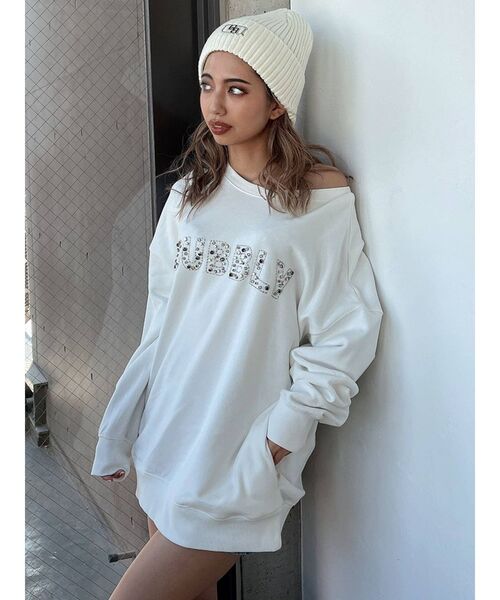 GYDA（ジェイダ）の「BUBBLY BIJOU スウェットトップス（スウェット・レディース・オフホワイト/ブラック・FREE）」の18枚目の写真