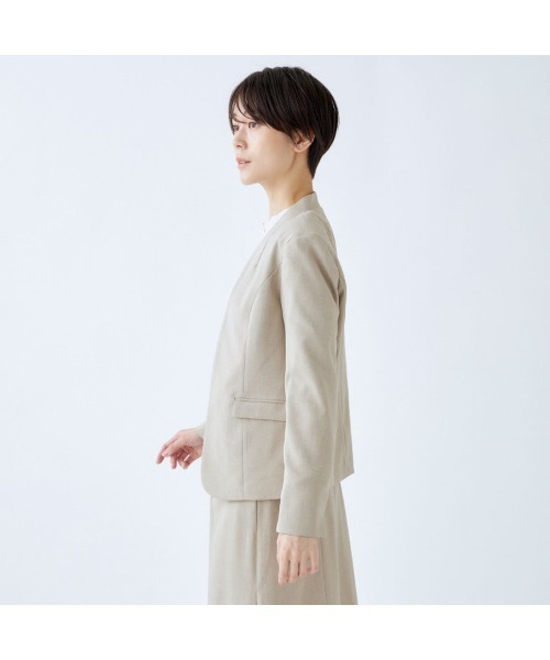 セール】【セットアップ対応】【洗えるノーカラージャケット