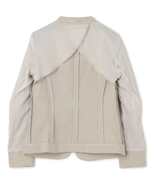 【美品】スーツセレクト 自宅で洗える セットアップ ノーカラー パンツ ベージュ WEB限定/OUTLET】【SL】【春夏】ノーカラー七分袖ジャケット