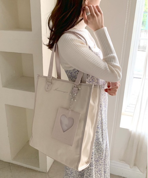 OLIVE des OLIVE(オリーブデオリーブ)の「Aimerianejoieトートバッグ(トートバッグ・レディース・ブラック/ピンク・FREE)」の4枚目の写真