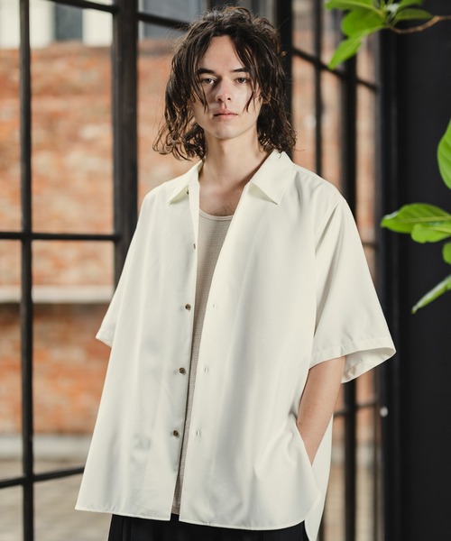 CASPER JOHN(キャスパージョン)の「Imitation linen round slit shirts/イミテーションリネンラウンドスリットシャツ(シャツ/ブラウス・メンズ・ブラック/ブルー/ホワイト/ベージュ/オレンジ・SMALL/MEDIUM/LARGE)」の2枚目の写真