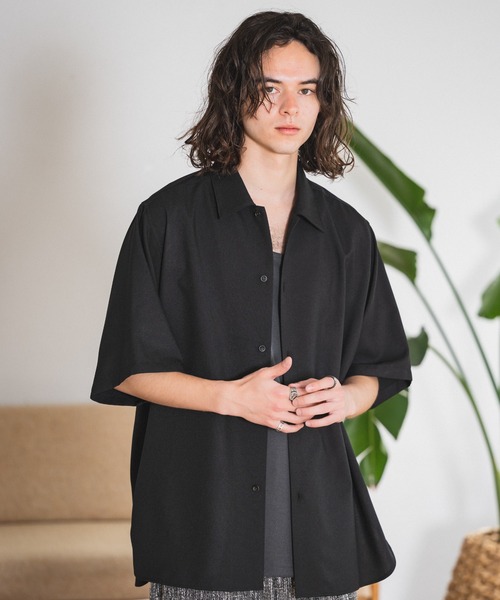 CASPER JOHN(キャスパージョン)の「Imitation linen round slit shirts/イミテーションリネンラウンドスリットシャツ(シャツ/ブラウス・メンズ・ブラック/ブルー/ホワイト/ベージュ/オレンジ・SMALL/MEDIUM/LARGE)」の1枚目の写真