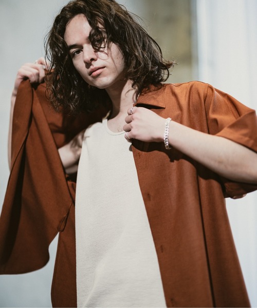 CASPER JOHN(キャスパージョン)の「Imitation linen round slit shirts/イミテーションリネンラウンドスリットシャツ(シャツ/ブラウス・メンズ・ブラック/ブルー/ホワイト/ベージュ/オレンジ・SMALL/MEDIUM/LARGE)」の12枚目の写真