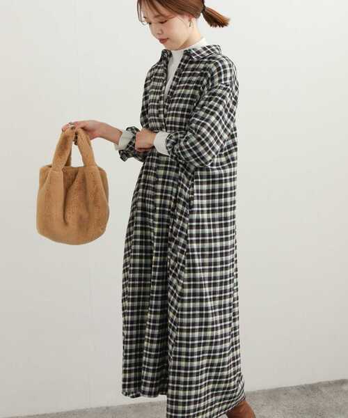 URBAN RESEARCH DOORS（アーバンリサーチドアーズ）の「ネルカラーチェックシャツワンピース（ワンピース・レディース・オレンジ系その他/ブラウン系その他/グリーン系その他・MEDIUM）」の12枚目の写真