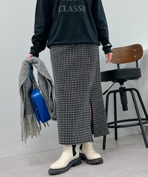 un dix cors | 1枚でコーデ映えする　ファンシーツイードスリットナロースカート(スカート)
