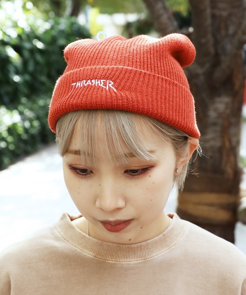THRASHER(スラッシャー)の「THRASHER/スラッシャー GONZ LOGO ビーニー(ニットキャップ/ビーニー・メンズ・ダークブルー/ダークオレンジ/ブラック/ダークグリーン・FREE)」の4枚目の写真