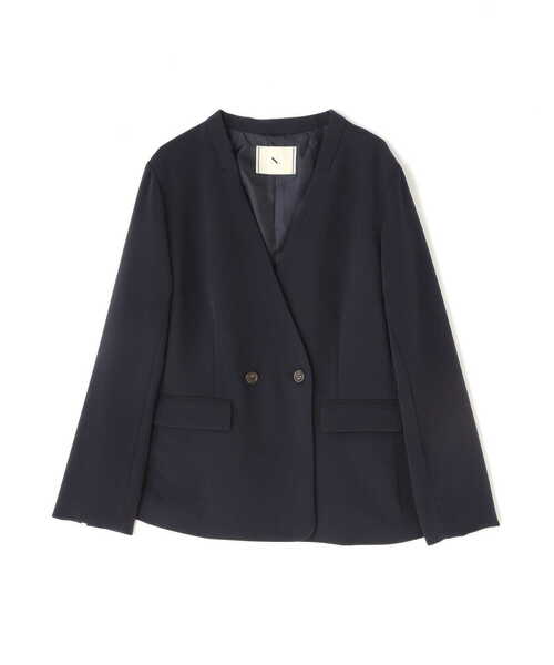 N.（N. Natural Beauty Basic）（エヌエヌナチュラルビューティーベーシック）の「【S Size Line】◆ダブルクロスカラーレスジャケット（ノーカラージャケット・レディース・ナチュラル/ネイビー・SMALL/MEDIUM）」の20枚目の写真