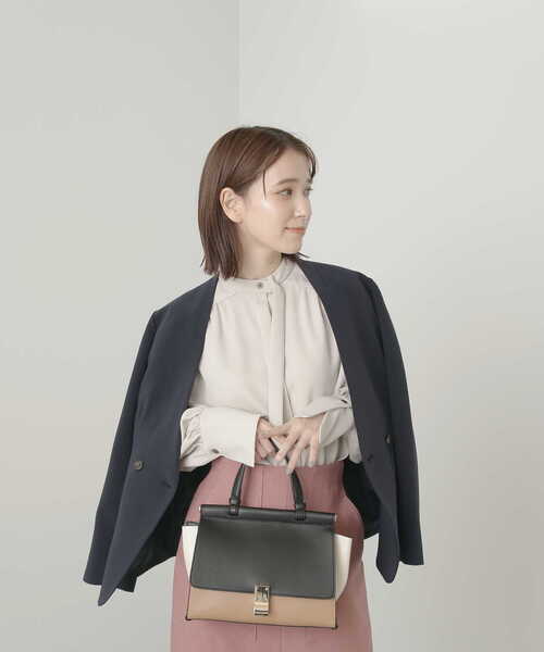 N.（N. Natural Beauty Basic）（エヌエヌナチュラルビューティーベーシック）の「【S Size Line】◆ダブルクロスカラーレスジャケット（ノーカラージャケット・レディース・ナチュラル/ネイビー・SMALL/MEDIUM）」の17枚目の写真