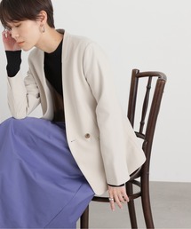 N.（N. Natural Beauty Basic） | 【S Size Line】◆ダブルクロスカラーレスジャケット(ノーカラージャケット)