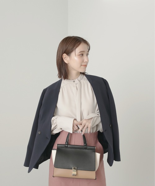 N.（N. Natural Beauty Basic）（エヌエヌナチュラルビューティーベーシック）の「【S Size Line】◆ダブルクロスカラーレスジャケット（ノーカラージャケット・レディース・ナチュラル/ネイビー・SMALL/MEDIUM）」の9枚目の写真