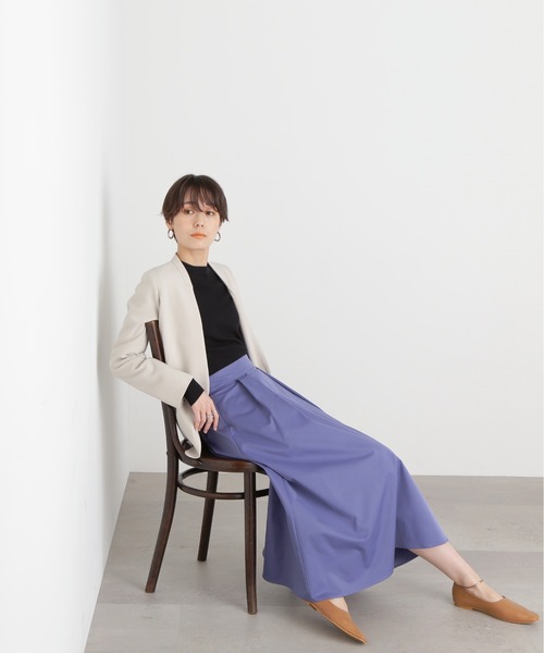 N.（N. Natural Beauty Basic）（エヌエヌナチュラルビューティーベーシック）の「【S Size Line】◆ダブルクロスカラーレスジャケット（ノーカラージャケット・レディース・ナチュラル/ネイビー・SMALL/MEDIUM）」の4枚目の写真