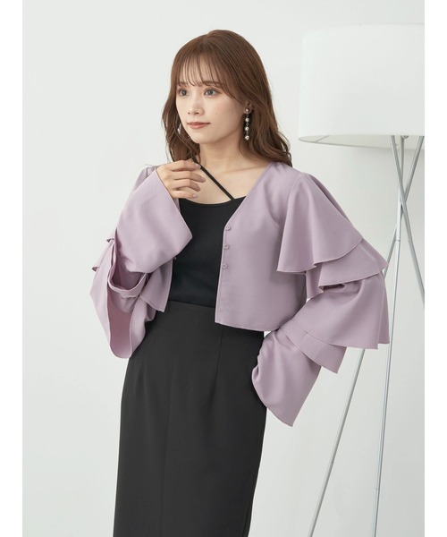 earth music&ecology（アースミュージックアンドエコロジー）の「ラッフルスリーブショートブラウス（シャツ/ブラウス・レディース・オフホワイト/ブラック/パープル・FREE）」の14枚目の写真