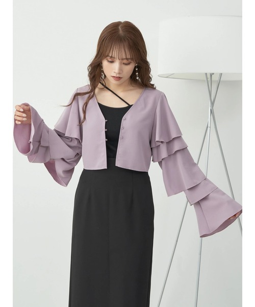 earth music&ecology（アースミュージックアンドエコロジー）の「ラッフルスリーブショートブラウス（シャツ/ブラウス・レディース・オフホワイト/ブラック/パープル・FREE）」の15枚目の写真