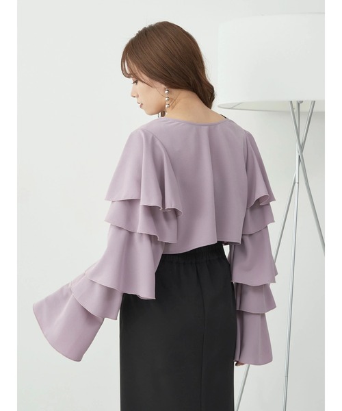 earth music&ecology（アースミュージックアンドエコロジー）の「ラッフルスリーブショートブラウス（シャツ/ブラウス・レディース・オフホワイト/ブラック/パープル・FREE）」の17枚目の写真