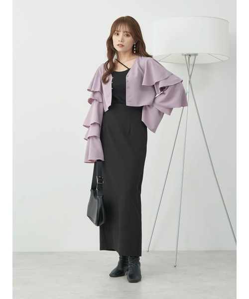 earth music&ecology（アースミュージックアンドエコロジー）の「ラッフルスリーブショートブラウス（シャツ/ブラウス・レディース・オフホワイト/ブラック/パープル・FREE）」の19枚目の写真