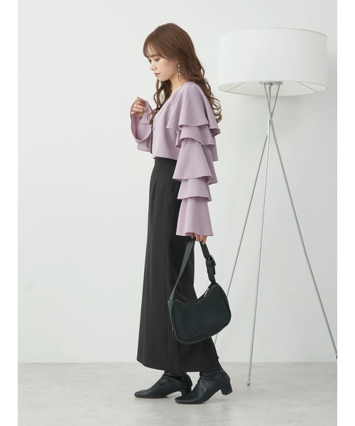 earth music&ecology（アースミュージックアンドエコロジー）の「ラッフルスリーブショートブラウス（シャツ/ブラウス・レディース・オフホワイト/ブラック/パープル・FREE）」の20枚目の写真