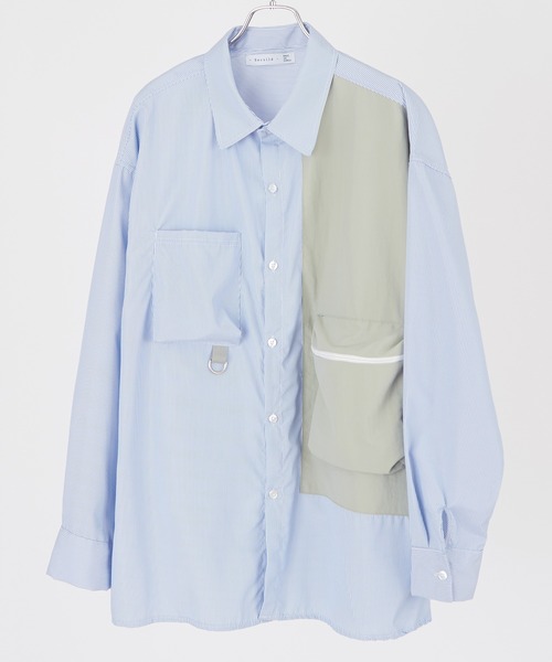 improves(インプローブス)の「フェイクレイヤード ベスト切替 アシンメトリー ストライプシャツ(シャツ/ブラウス・メンズ・ライトブルー/グレー・FREE)」の16枚目の写真