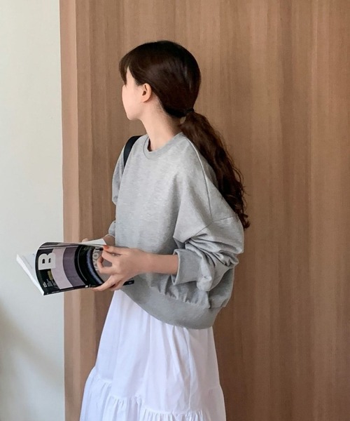 fd style（エフディ スタイル）の「アンバランス ルーズフィットトレーナー（Tシャツ/カットソー・レディース・MD.Gray/Black/Navy/White・FREE）」の13枚目の写真