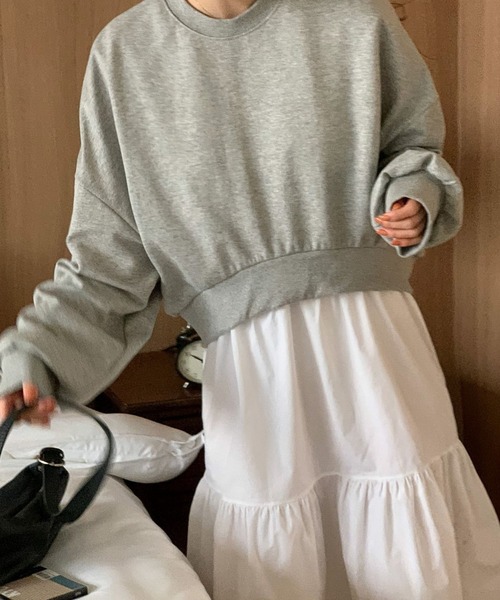 fd style（エフディ スタイル）の「アンバランス ルーズフィットトレーナー（Tシャツ/カットソー・レディース・MD.Gray/Black/Navy/White・FREE）」の14枚目の写真