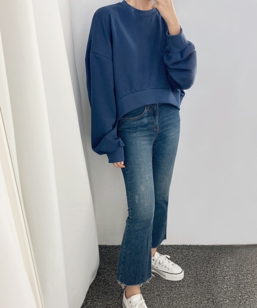 fd style（エフディ スタイル）の「アンバランス ルーズフィットトレーナー（Tシャツ/カットソー・レディース・MD.Gray/Black/Navy/White・FREE）」の22枚目の写真