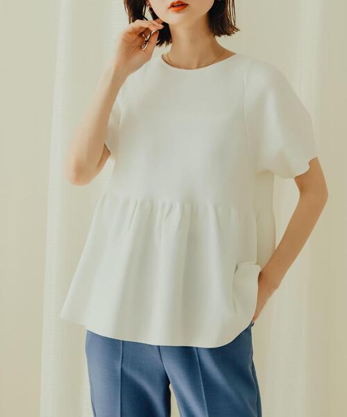 ボリュームスリーブペプラムセーター