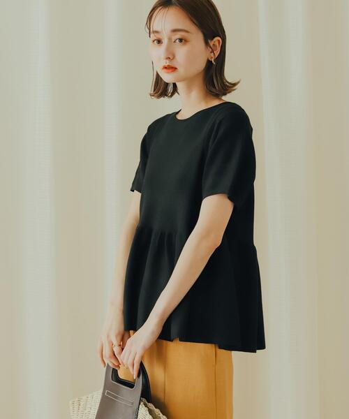 ボリュームスリーブペプラムセーター