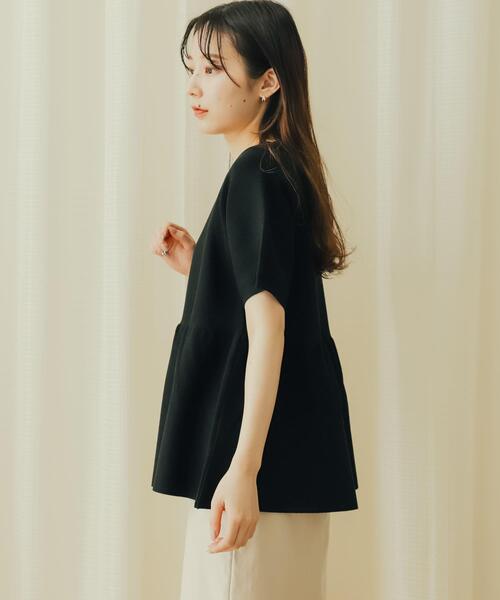 ボリュームスリーブペプラムセーター