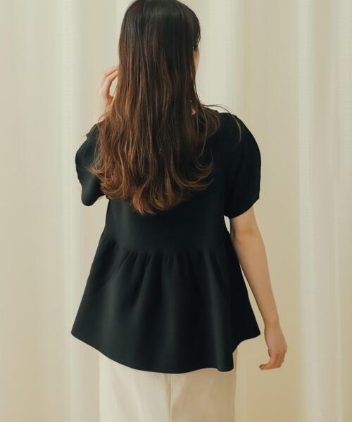 ボリュームスリーブペプラムセーター