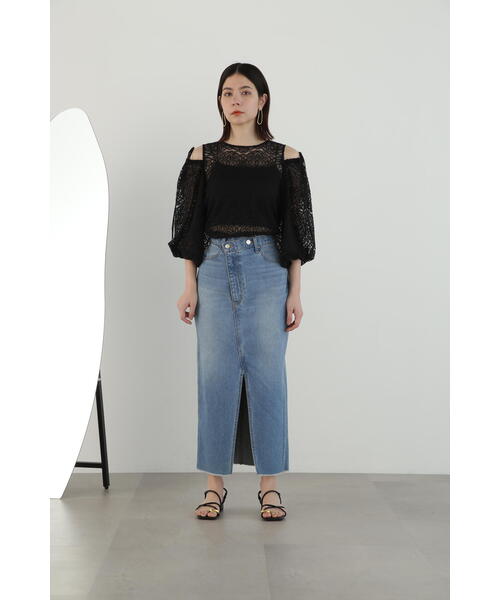 新品 ジルサンダー ブラック デニム スカート Jill sander セール】◇ヘビーオンススリットデニムスカート（デニムスカート