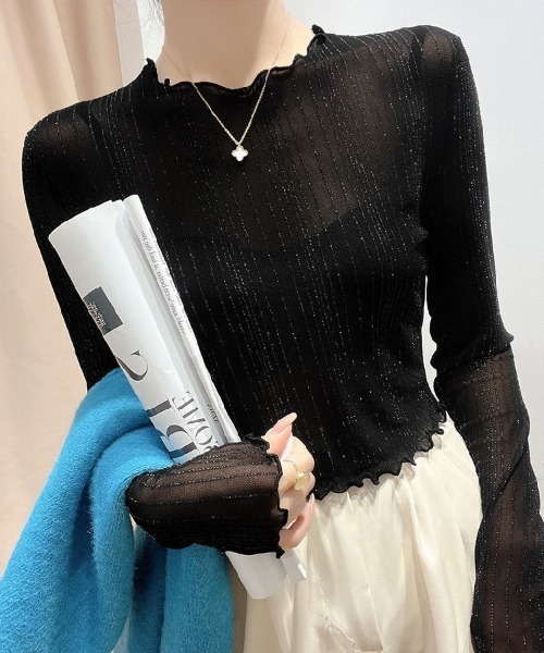 トップス shun0723shun natural couture｜V開きフリルシアーブラウス | Rakuten Fashion