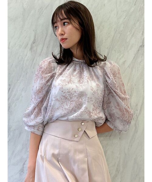 dazzlin（ダズリン）の「トーンフラワーギャザーブラウス（シャツ/ブラウス・レディース・オフホワイト/パープル/ピンク/チャコールグレー・FREE）」の21枚目の写真