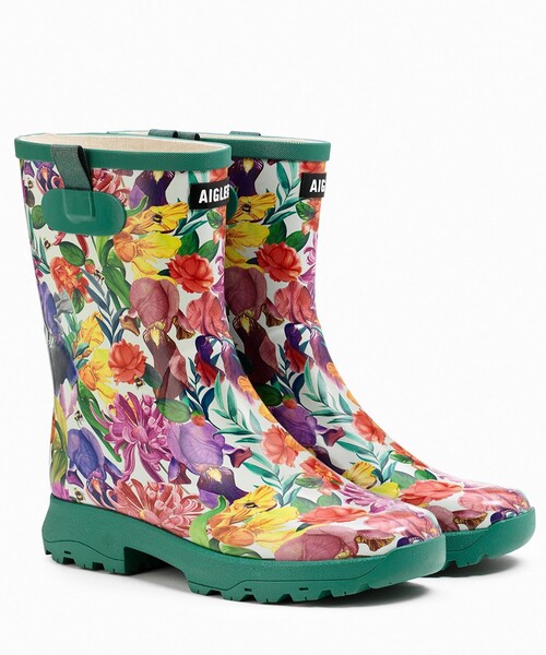 AIGLE（エーグル）の「アリア プリント ラバーブーツ（レインシューズ・レディース・ネイビー/グリーン/ダークブルー・36/37/39/38/35/40/41）」の4枚目の写真