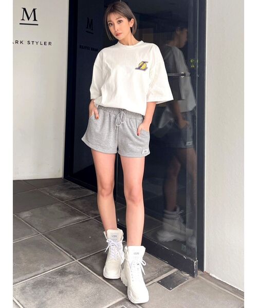 GYDA（ジェイダ）の「GYDAシリコンパッチスウェットショートパンツ（スウェットパンツ・レディース・グレー/オフホワイト・FREE）」の12枚目の写真