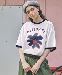 レディースのTシャツ/カットソー（ブルー・ネイビー/青色系・花柄