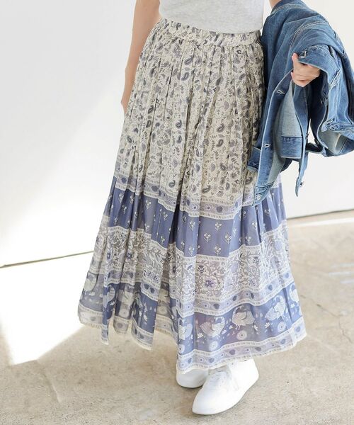 rps（アールピーエス）の「コットンボイルギャザースカート（スカート・レディース・ブラック系その他2/ブラック系その他3/ブルー/グリーン/ライトグリーン/ベージュ系その他/カーキ/ピンク/パープル/チャコールグレー/ネイビー/ブラック/グレー/アイボリー/ブルー系その他2・フリー）」の14枚目の写真