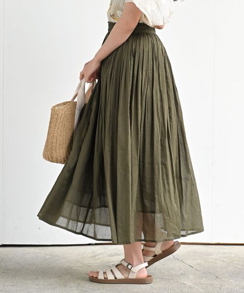 rps（アールピーエス）の「コットンボイルギャザースカート（スカート・レディース・ブラック系その他2/ブラック系その他3/ブルー/グリーン/ライトグリーン/ベージュ系その他/カーキ/ピンク/パープル/チャコールグレー/ネイビー/ブラック/グレー/アイボリー/ブルー系その他2・フリー）」の8枚目の写真