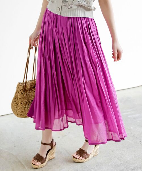 rps（アールピーエス）の「コットンボイルギャザースカート（スカート・レディース・ブラック系その他2/ブラック系その他3/ブルー/グリーン/ライトグリーン/ベージュ系その他/カーキ/ピンク/パープル/チャコールグレー/ネイビー/ブラック/グレー/アイボリー/ブルー系その他2・フリー）」の15枚目の写真