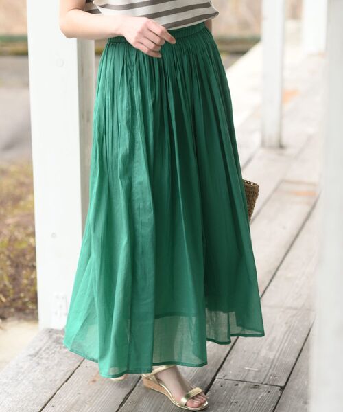 rps（アールピーエス）の「コットンボイルギャザースカート（スカート・レディース・ブラック系その他2/ブラック系その他3/ブルー/グリーン/ライトグリーン/ベージュ系その他/カーキ/ピンク/パープル/チャコールグレー/ネイビー/ブラック/グレー/アイボリー/ブルー系その他2・フリー）」の9枚目の写真