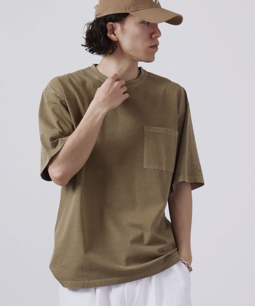 Toucan Surfing(トゥーカンサーフィン)の「Toucan Surfing 天竺 顔料染め ポケット付き Tシャツ(Tシャツ/カットソー・メンズ・ブラウン/サックスブルー/ブラック/オフホワイト・M/L/LL)」の1枚目の写真