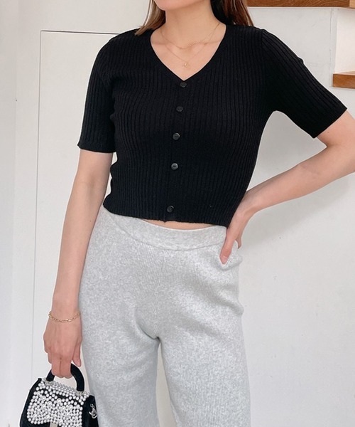 Vicente(ヴィセンテ)の「Stretch summer tops(ニット/セーター・レディース・ホワイト/ブラック・FREE)」の5枚目の写真